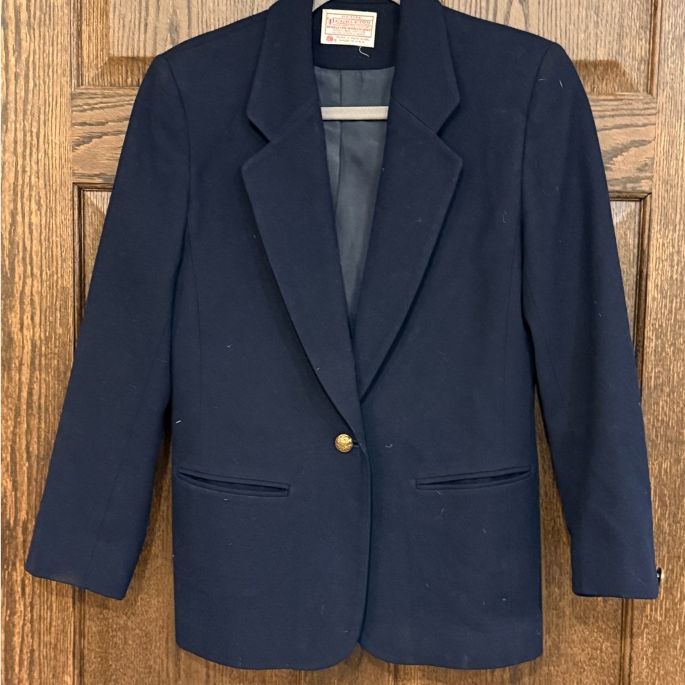 Petite Pendleton Women's Dark Navy Blue Wool Blazer 6P